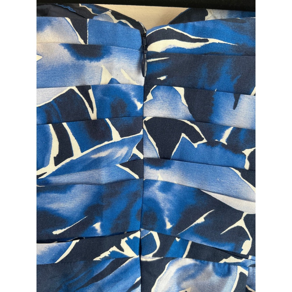 Michael Kors Collection Silk Strapless Floral Midi Dress Blue Designer Luxury - Picture 7 of 11